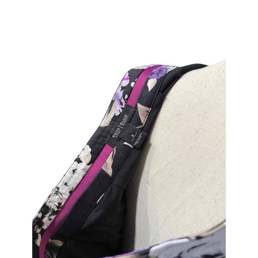 White House Black Market Floral A-Line Skirt - Black, Purple, White 8 - Picture 3 of 7